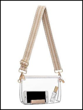 Clear Crossbody Bag Stadium Approved Adjustable Strap PVC Purse